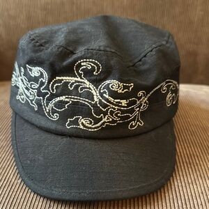 Black and Silver Embroidered Cadet Hat
